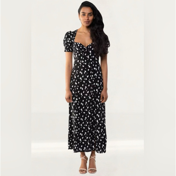 Bardot Dresses & Skirts - NWT Bardot Millie Black Abstract Spot Short Sleeve Midi Maxi Dress, size 6/S